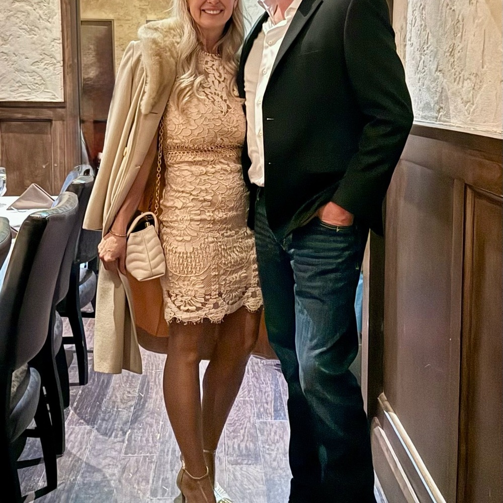 Blush pink lace dress